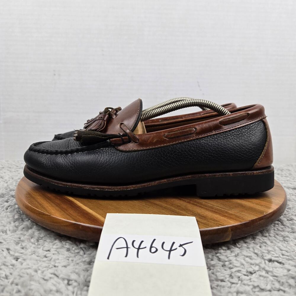 Allen Edmonds Men 10EE Wide Nashua Brown Black Two Tone Kiltie Tassel Loafer